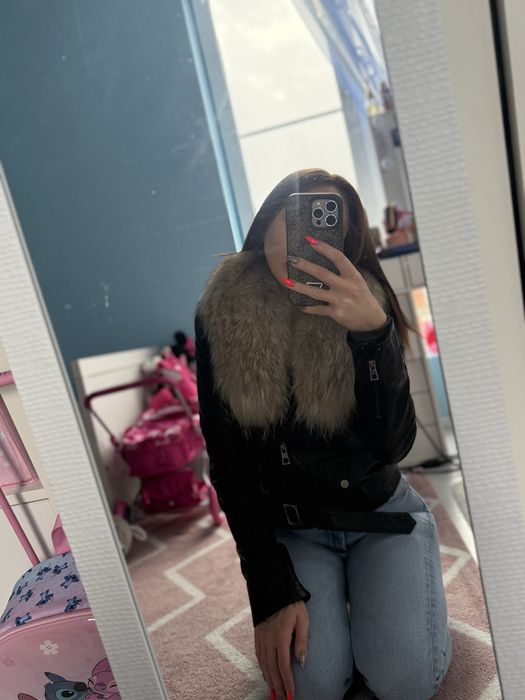 Дамски яке естествена кожа с лисица