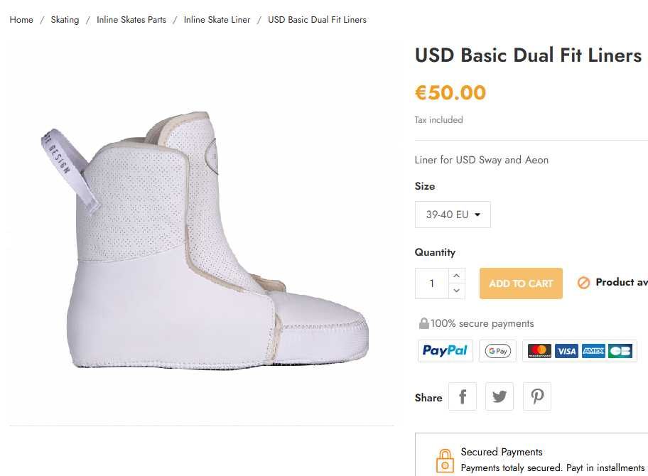 чисто нов чорап USD Basic Dual Fit Liner за блейдове, ролери, 38 39 40