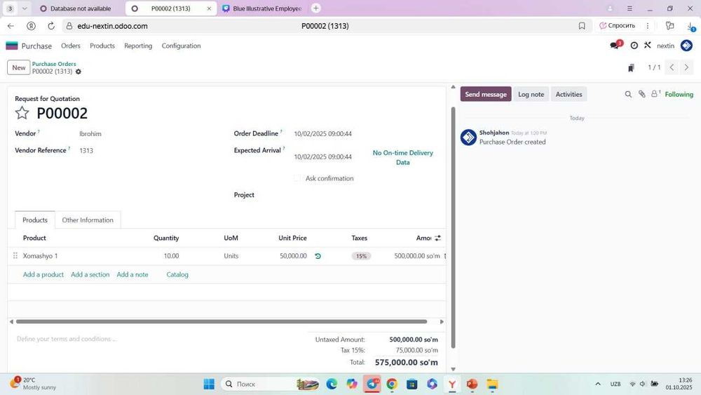 Odoo ERP tizimini o‘rnatish va avtomatlashtirish xizmatlari