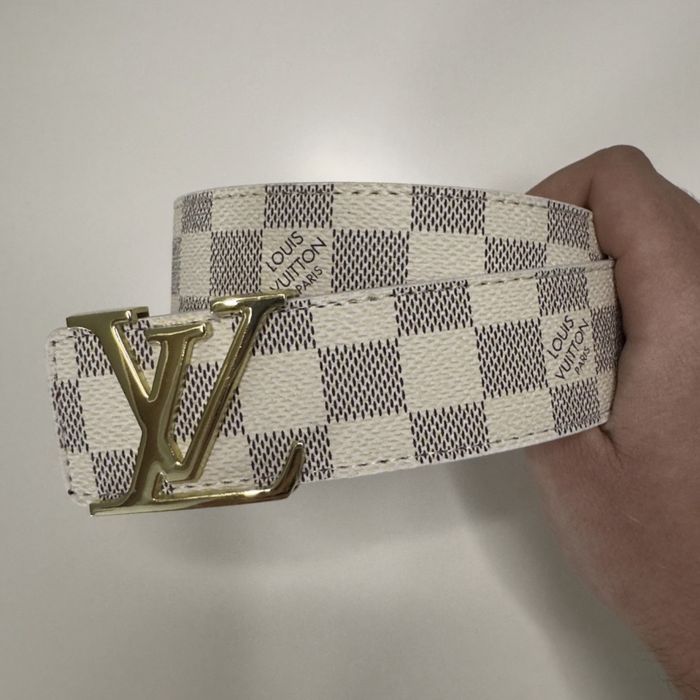 *PIELE* Curea LV Catarama Aurie Carouri Alba 110cm Livrare 24-48h Verificare Colet Inclus