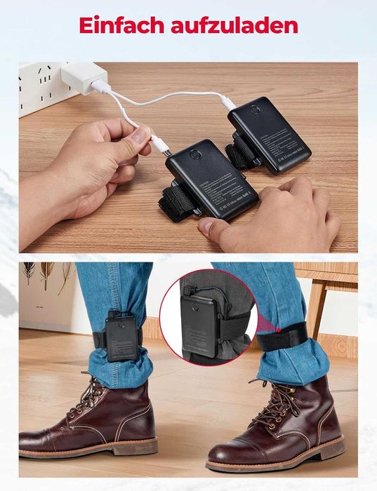 KEMIMOTO Акумулаторни термо стелки с контрол на приложението, 5 V 5000