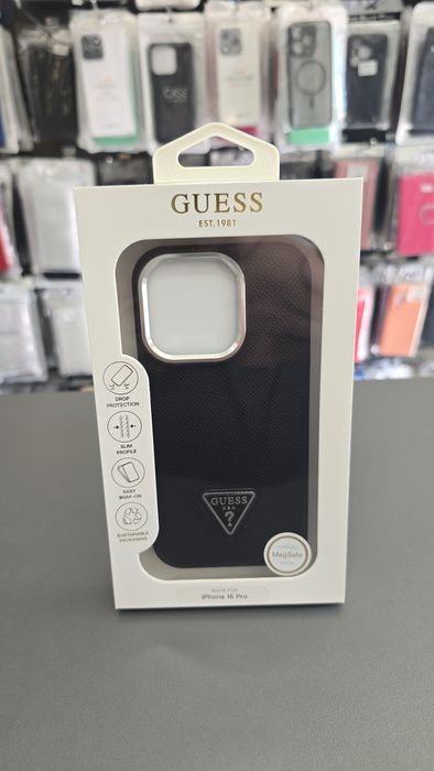 Кейс GUESS за iPhone 16 pro оригинален кожен гръб за айфон 16 про максимална защита