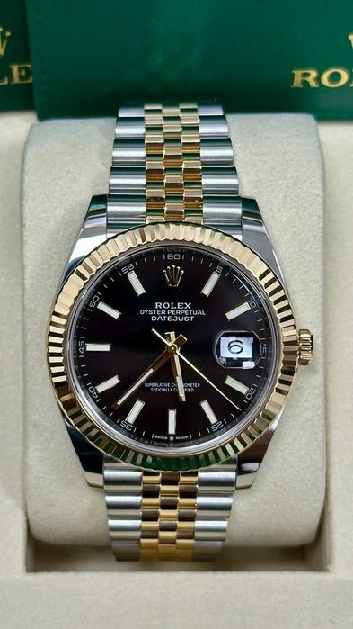 Ceas Automatic Rolex Date-just Luxury Gold/Black 41 mm