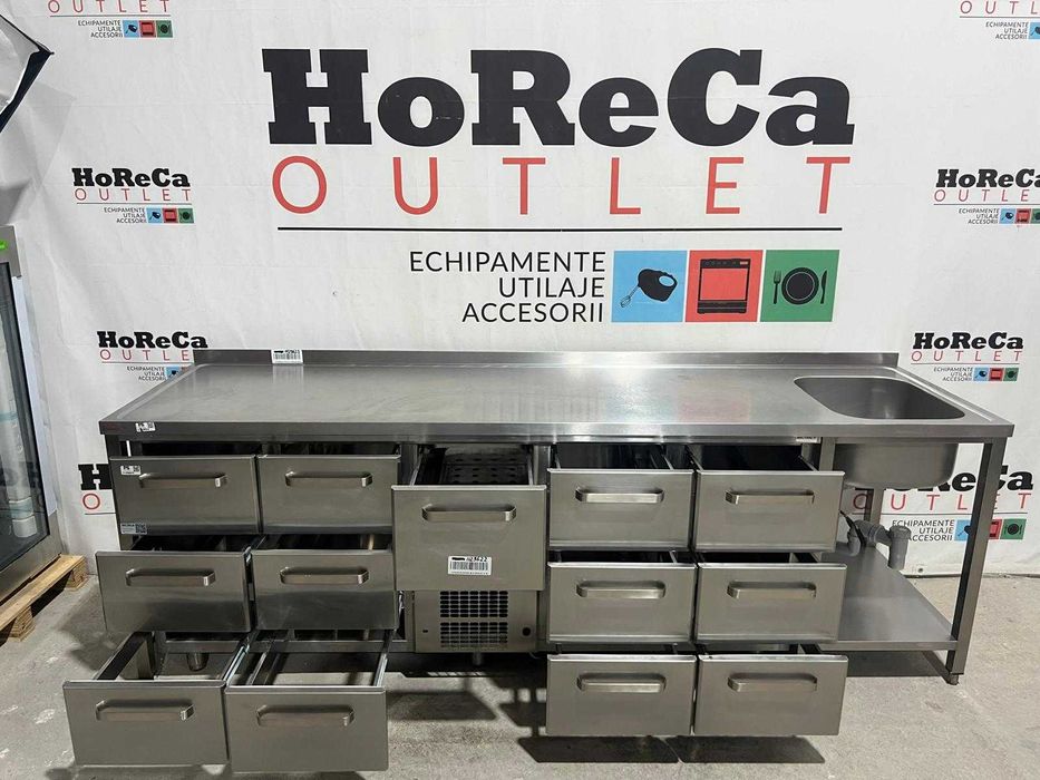 Masa rece/refrigerare 13 sertare + Chiuveta cuva dreapta