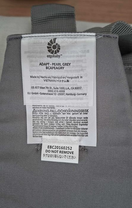 Ергономична раница за бебе Ergobaby Adapt Pearl Grey от 3,2 до 20 кг