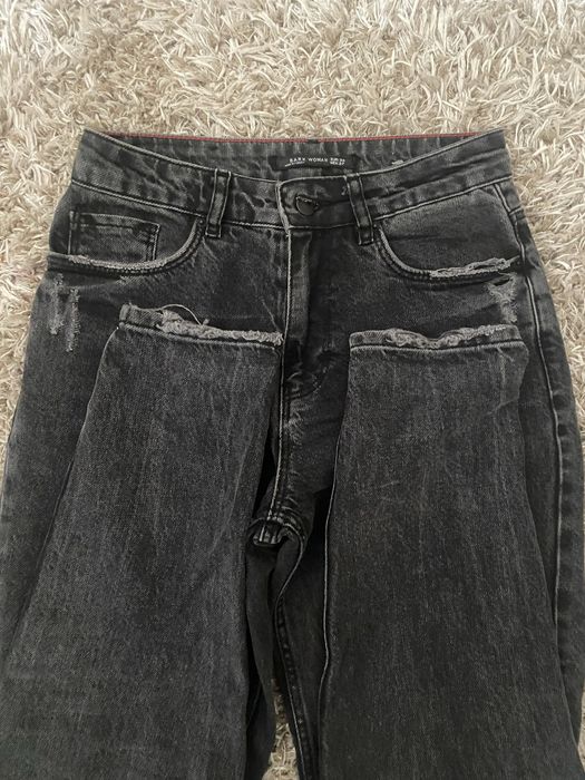 Сиви дънки със скъсан ефект 34 размер