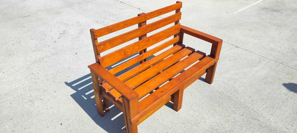 Bancă din lemn masiv, 2 locuri, lucrată manual, Unicat