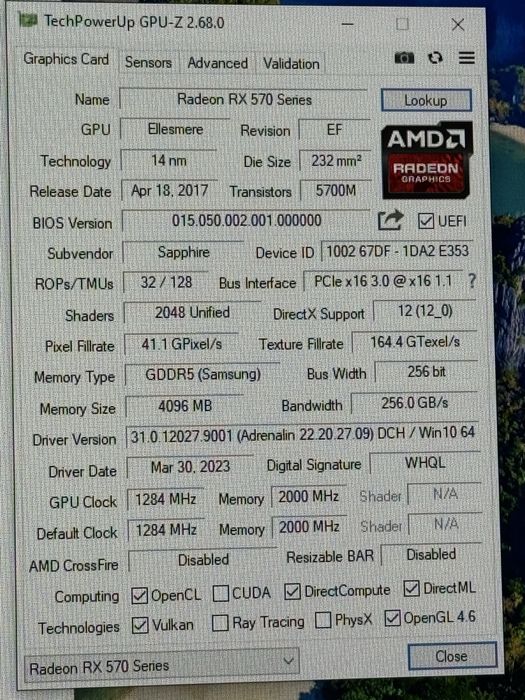 Видеокарта AMD Radeon RX 570 4Gb