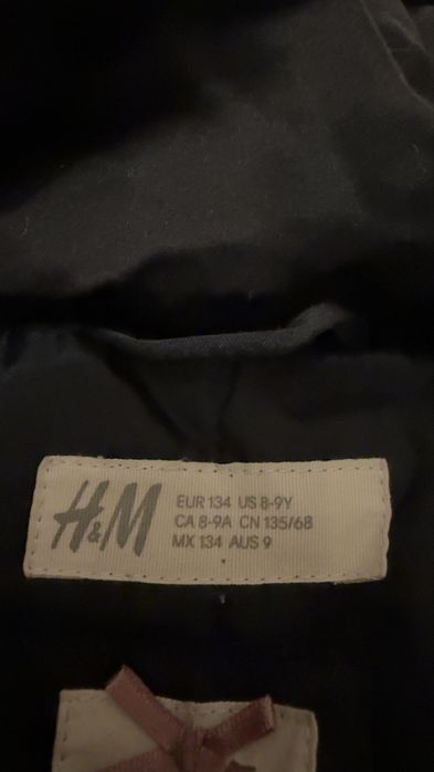 Детско яке H&M  с пълнеж естествен пух, топло размер 134/ 8-9 г. Дете