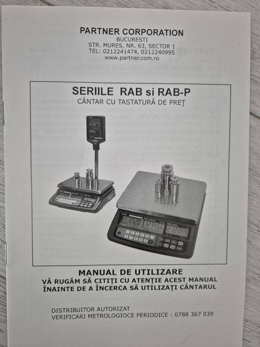 Vand cantar marca model RAB15 Partener