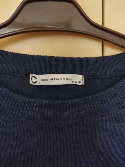 Тъмно син тънък пуловер Cubus, Pure merino wool, мерино, 148/152,