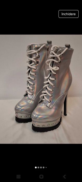Botine cu toc argintii - NOI