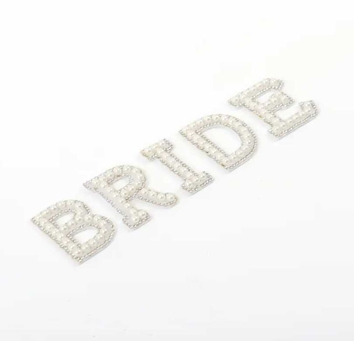 Перлени  булчински Букви BRIDE сватба, моминско парти за дреха надпис