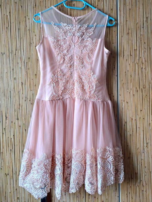 Rochie Nude-roz pal ocazie Brodată