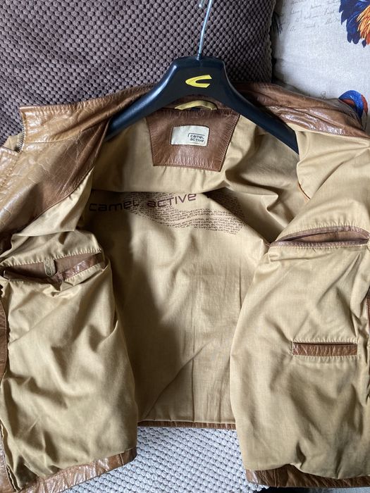 Кожено бежово яке Camel, размер 52
