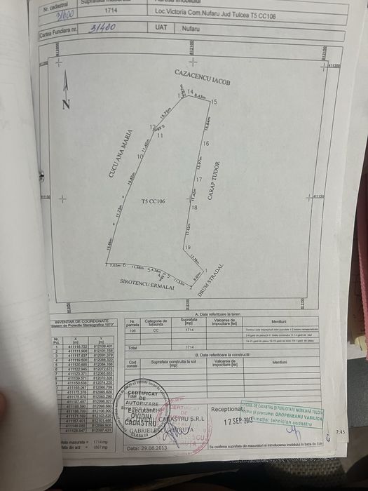 Vanzare teren Intravilan ,Sat:Victoria ,Comuna Nufarul,Jud.Tulcea