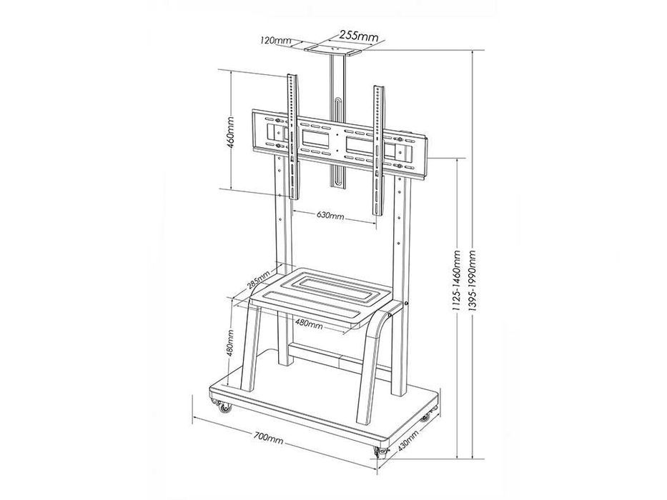Мобильная стойка для телевизора FD-1700 [32-75'', до 80кг, сталь]