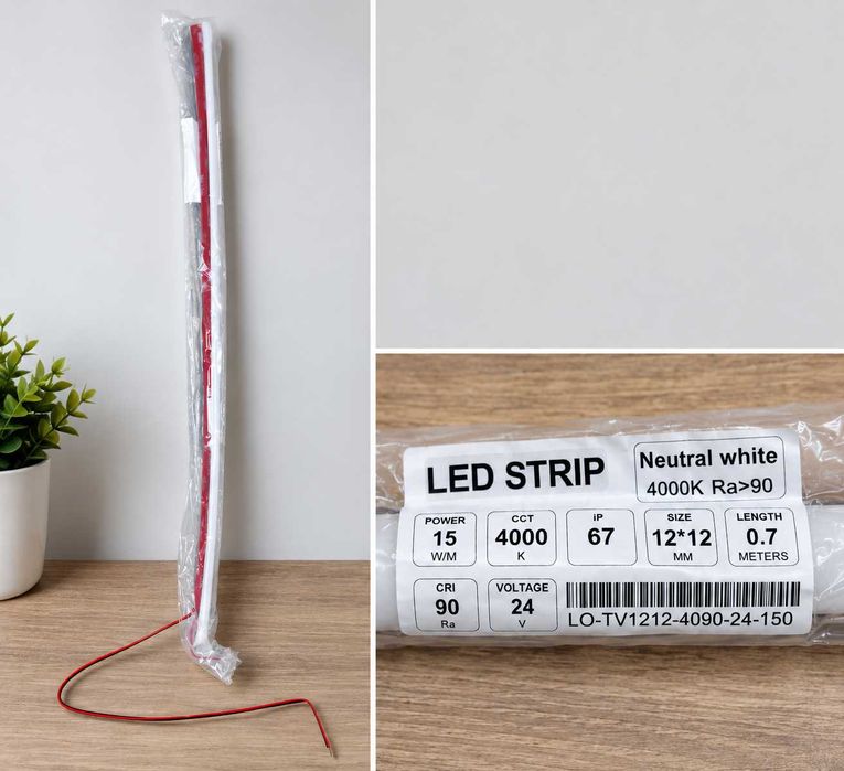 LED Лента 70см Гъвкава 24V – 4000K IP67 CRI 90+
