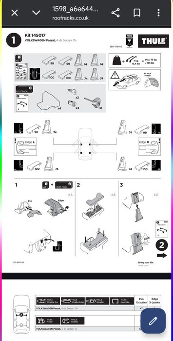 Vand Prinderi Thule 7105+Kit 5017 Passat  B8