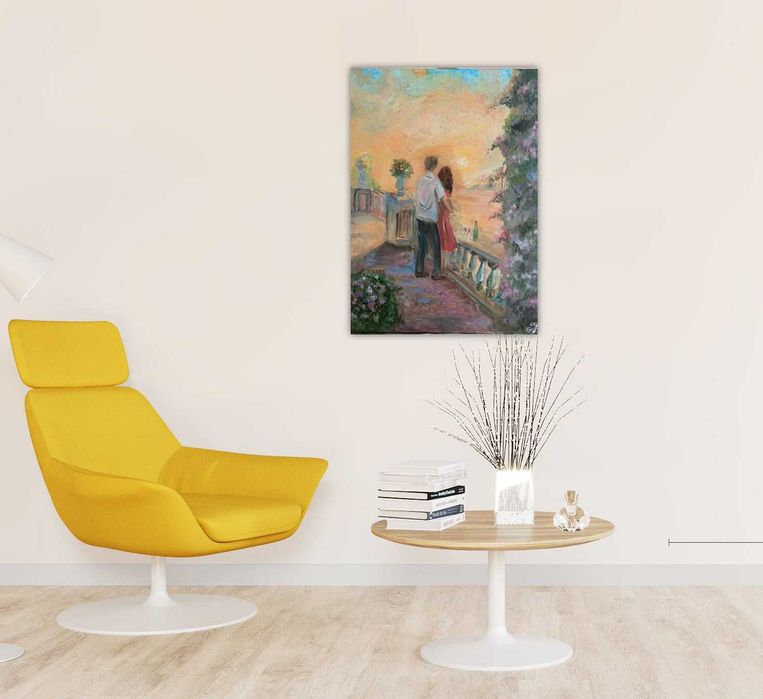 Картина "Свидание на закате". Холст 40*50. Масло