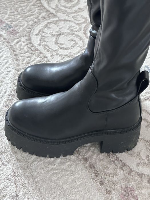 Ботфорты черные кожаные