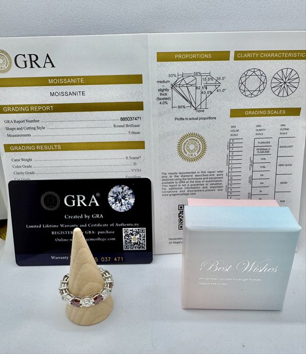 Сребърен пръстен с мойсанит (Диамант) 7.5 карата