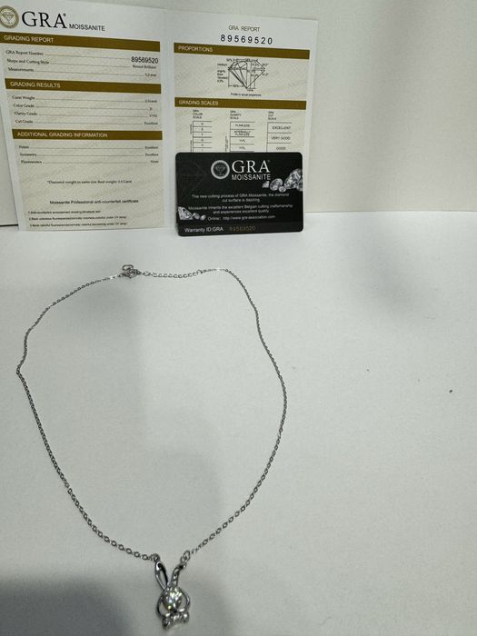 Сребърно колие с висулка и мойсанит (Диамант) 0.5 карата