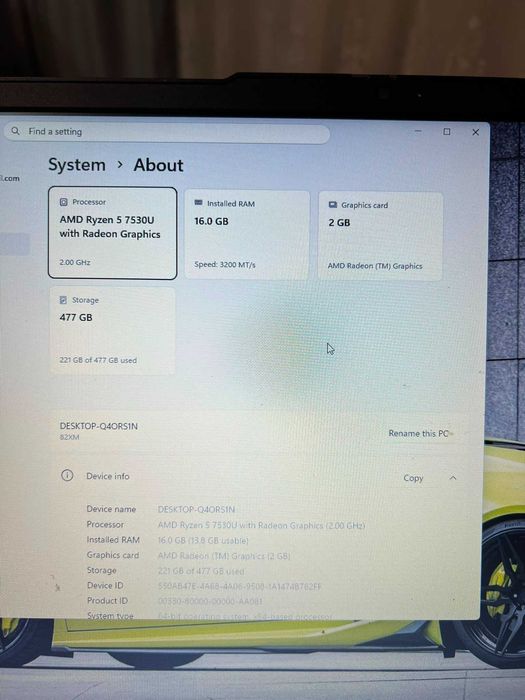 Laptop Lenovo IdeaPad Slim 3 - Ryzen 5 / 16GB RAM / 512GB + Încărcător