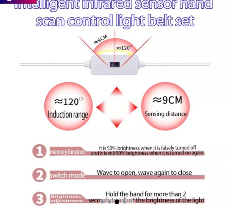 Banda LED cu senzor de miscare, DC 5V, alimentare USB, alb cald, 5 m