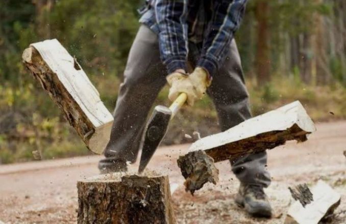 Колка дров в Костанае