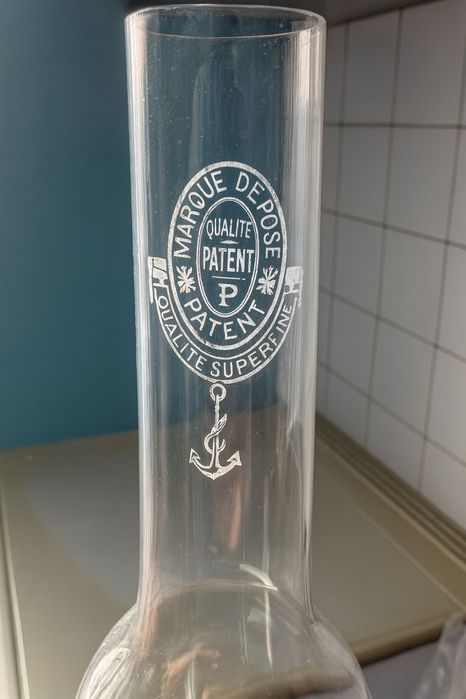 Старинна газена лампа Cristal Patent, Ръчно рисувана Отлично състояние