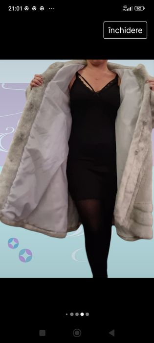 Haina elegantă de blana gri nouă mar L
