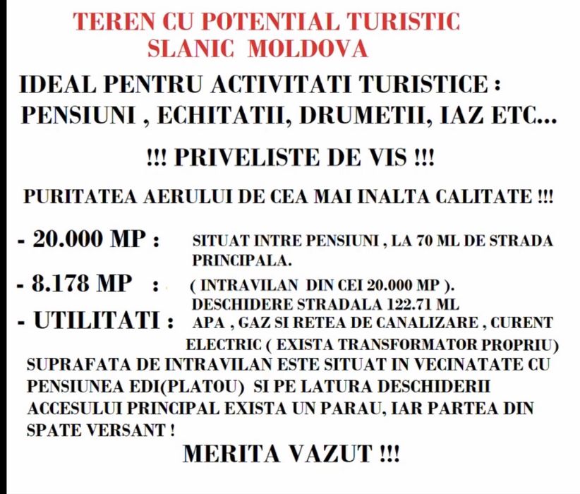 Vanzare teren Slanic Moldova