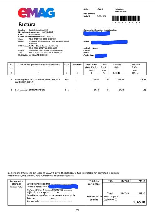 Volan Logitech G923 Trueforce pentru PS5, PS4 and PC [941-000149]