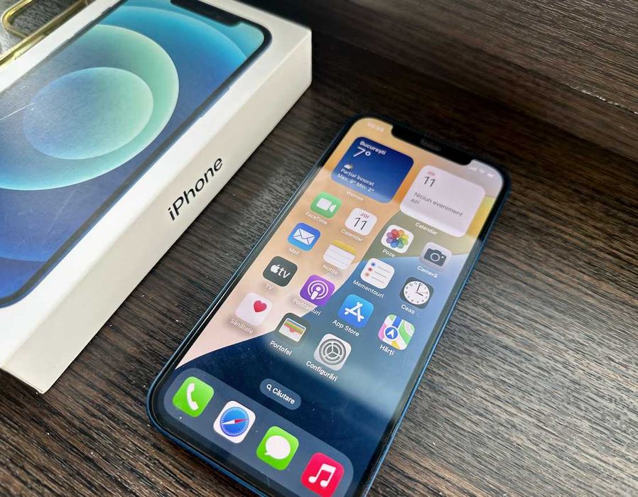 iPhone 12 Blue 64GB – stare foarte bună, original, cu cutie