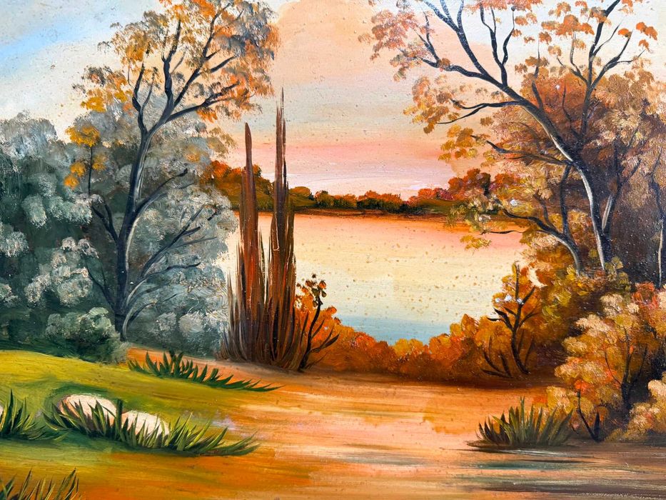 pictura pe panza in ulei dim49 cm x 59cm tablou vechi pictat pe panza in ulei
