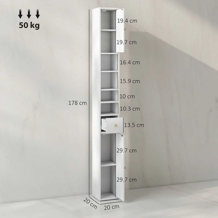 Dulap Baie Soldat , Alb , HOMCOM