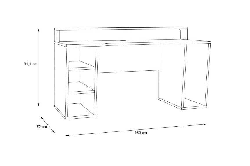 Birou gaming Kring alb 160cm cu LED – stare excelentă