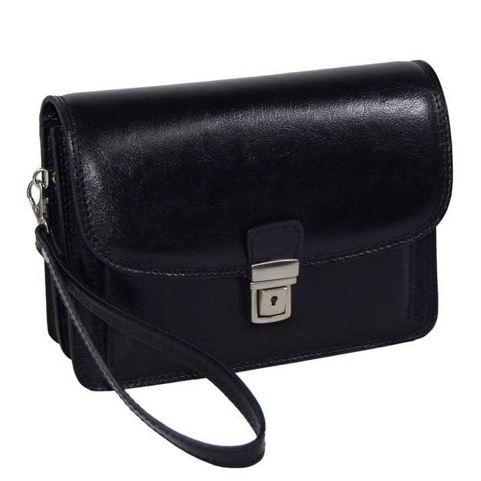 Borseta de mana Office Piele Neagra Veritabila ( Noua ) 20 cm x 16 cm