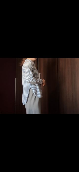 Лятна риза, бяло-синя, размер XS