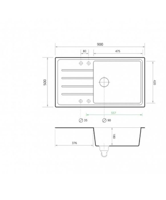 Кухненска Мивка от Гранит модел Копенхаген 900 x 500 Supreme - графит