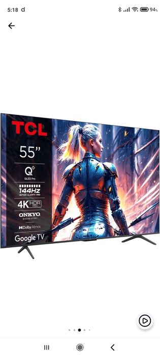 Televizor TCL QLED 55T8B, 139 cm, Smart Google TV, 4K Ultra HD, 100Hz,