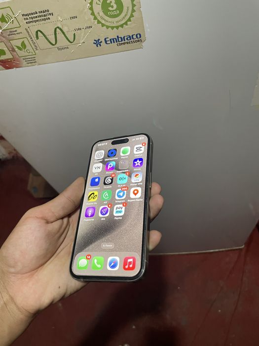 Iphone 15pro 128gb 89 titanum rangi uzimz ishlatgan tel
