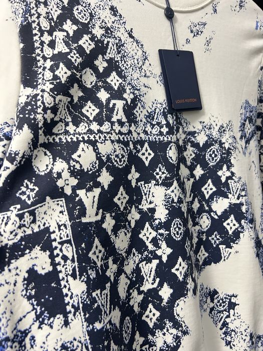 Bluză bărbați Louis Vuitton Monogram crewneck alb navy model rar - S