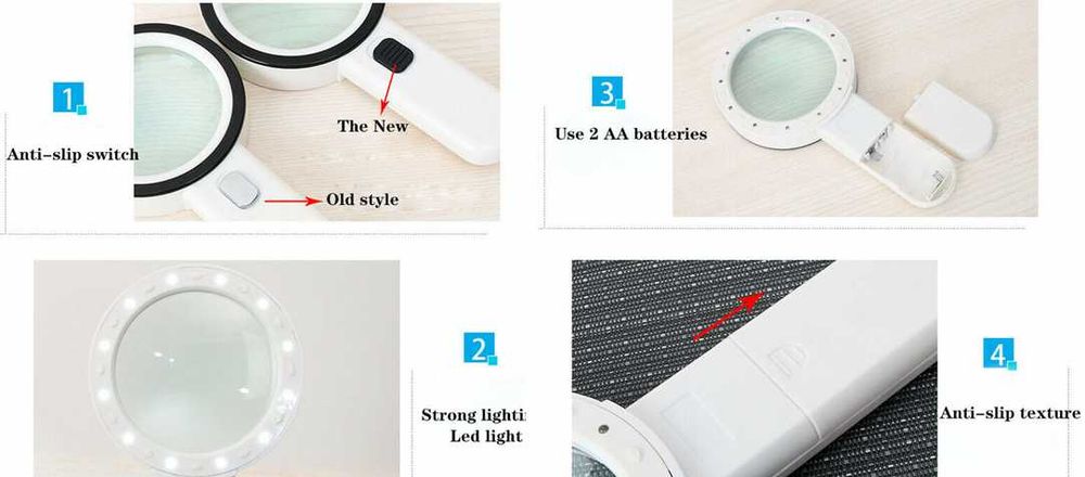 Lupa Profesionala cu marire 30X + 12 leduri pentru iluminarea noaptea.