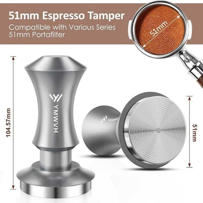 Tamper Espresso Argintiu de 51 mm,