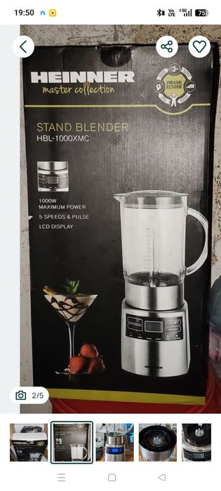 Blender Heinner Master Collection HBL-1000XMC , 1000 W 1.5 l 6 programe functie Pulse, Negru/Argintiu .Putere maxima de 1000W