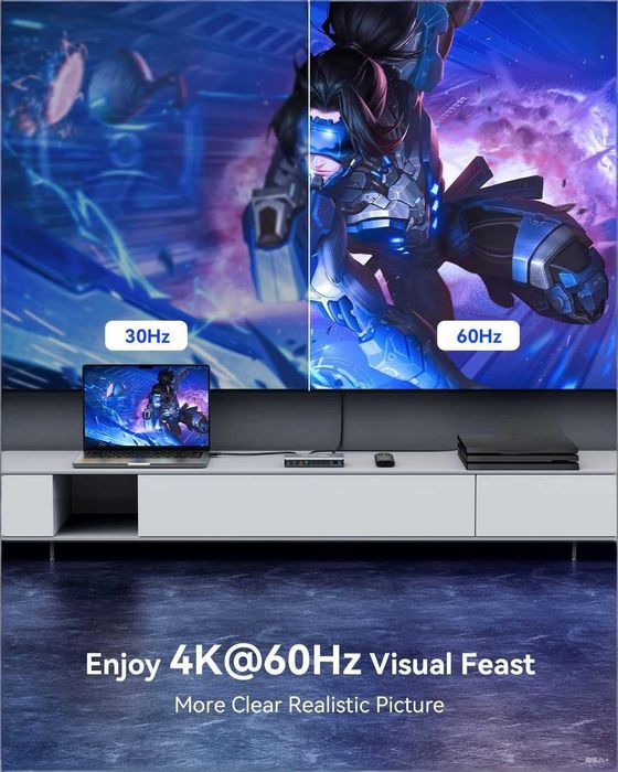 GANA HDMI Switch 3-in-1 Out–HDMI превключвател с дистанционно, 4K 60Hz