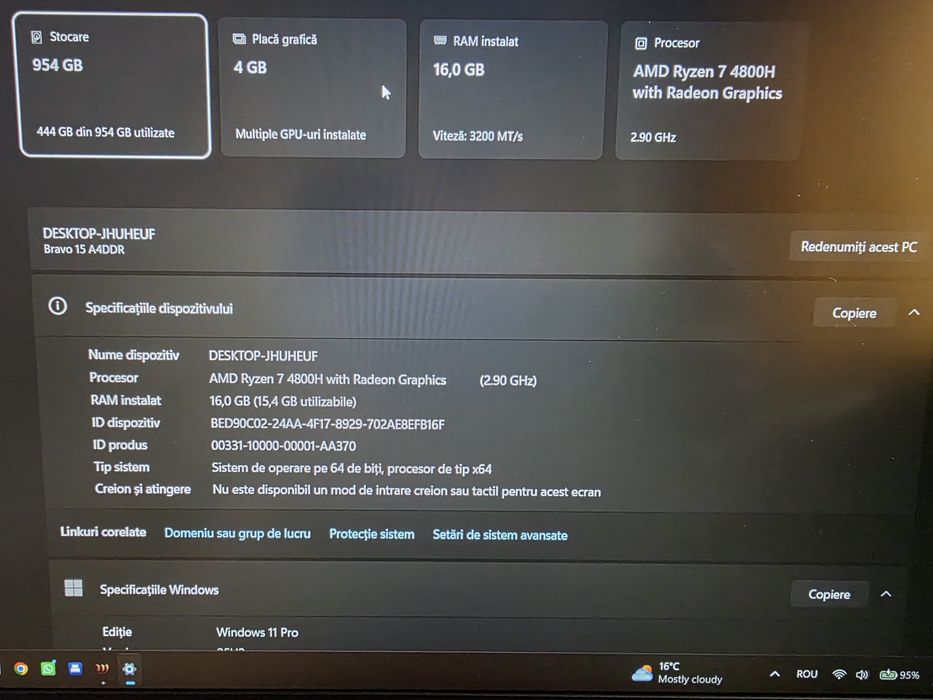 Laptop Gaming MSI Bravo 15 | Ryzen 7 4800H | 16GB RAM | 512Gb  SSD NVMe | 4GB Video | Windows 11 Pro