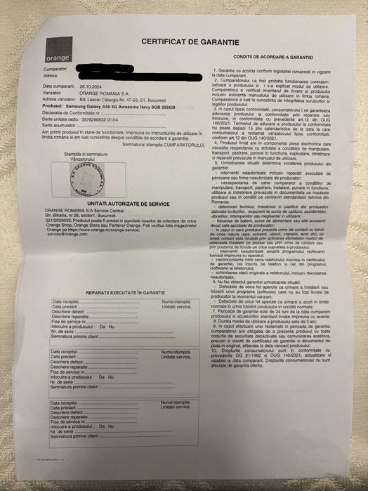 Samsung Galaxy A55 5G, garantie octombrie 2026